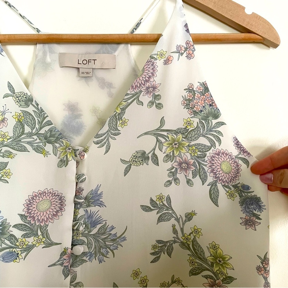 LOFT Floral Print Halter Style Cami Blouse Size XS